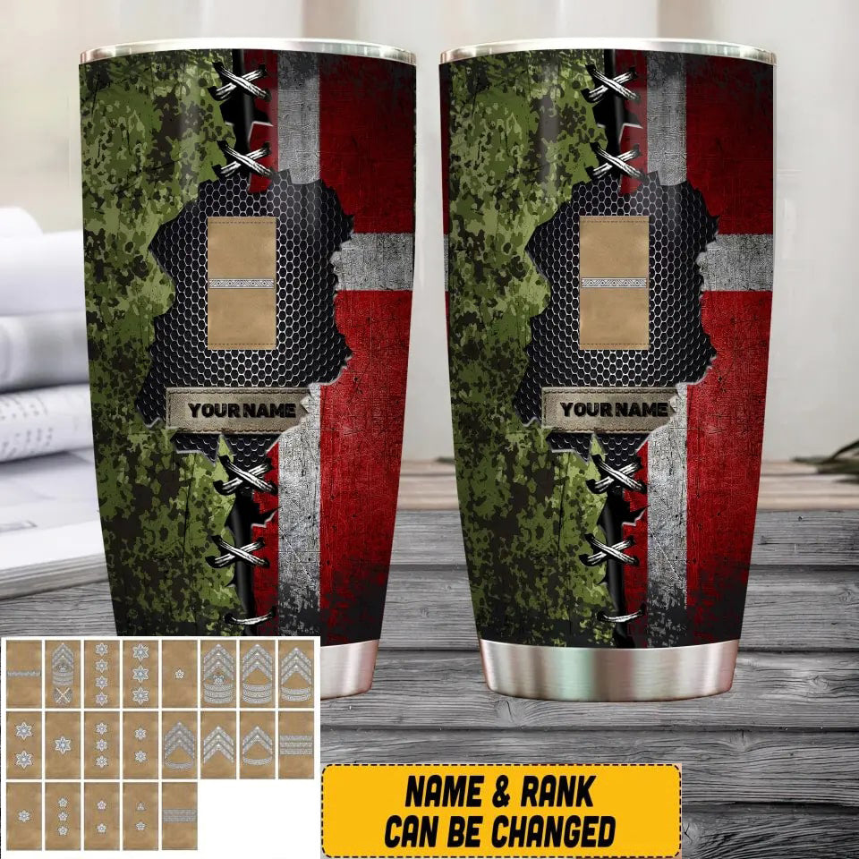 Personalized Danish Veteran/Soldier With Rank And Name Camo Tumbler All Over Printed - 0805230003