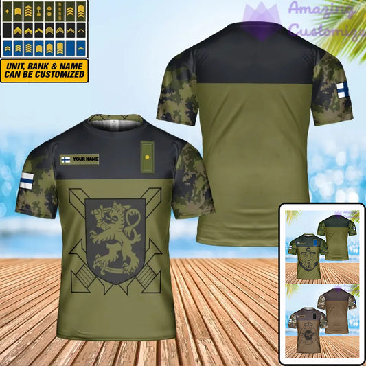 Personalized Finland Solider/ Veteran Camo With Name And Rank T-Shirt 3D Printed - 0402240001