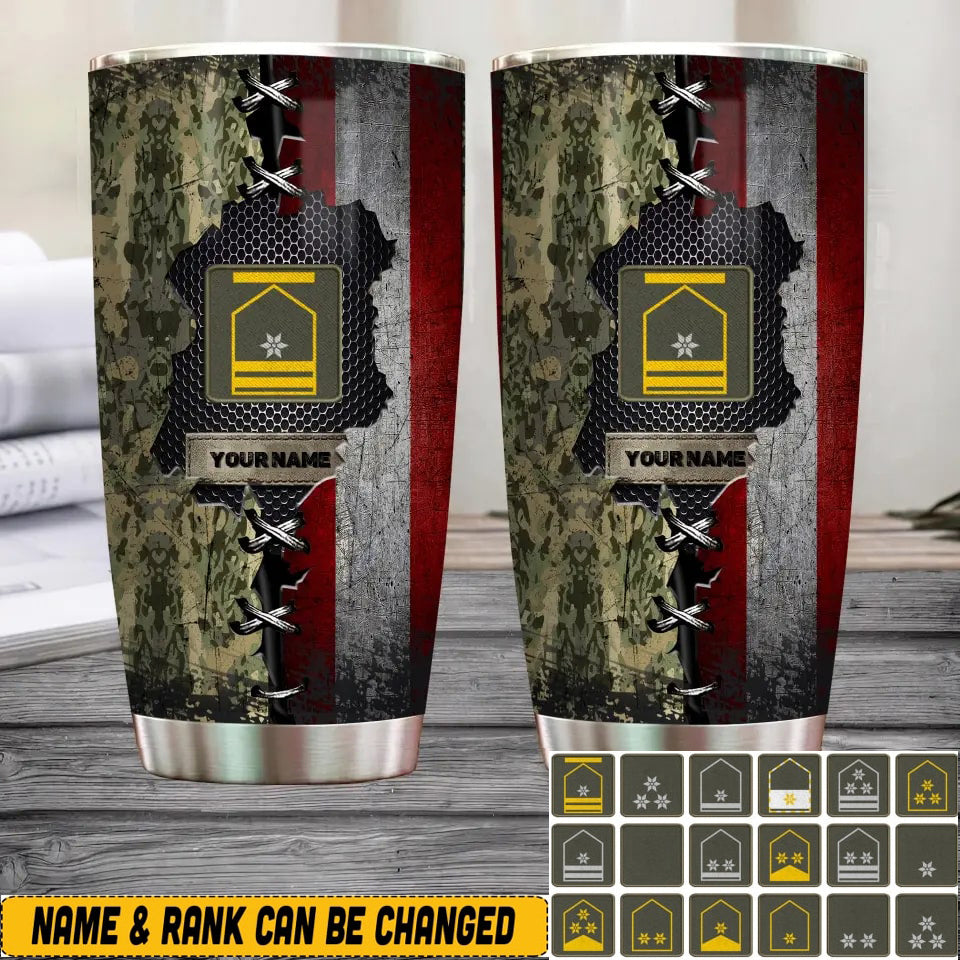 Personalized Austrian Veteran/Soldier With Rank And Name Camo Tumbler All Over Printed - 1683504002