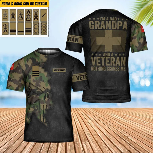 Personalized Swiss Soldier/ Veteran Camo With Name And Rank T-shirt 3D Printed - 1706918402