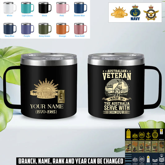 Personalized Australia Soldier/ Veteran With Name, Year & Rank Stainless Steel Coffee Mug Printed - 1761177603