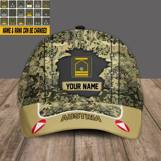Personalized Rank And Name Austria Soldier/Veterans Camo Baseball Cap - 3108230001