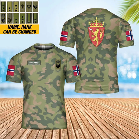 Personalized Norway Soldier/ Veteran Camo With Name And Rank T-shirt 3D Printed - 0502240003