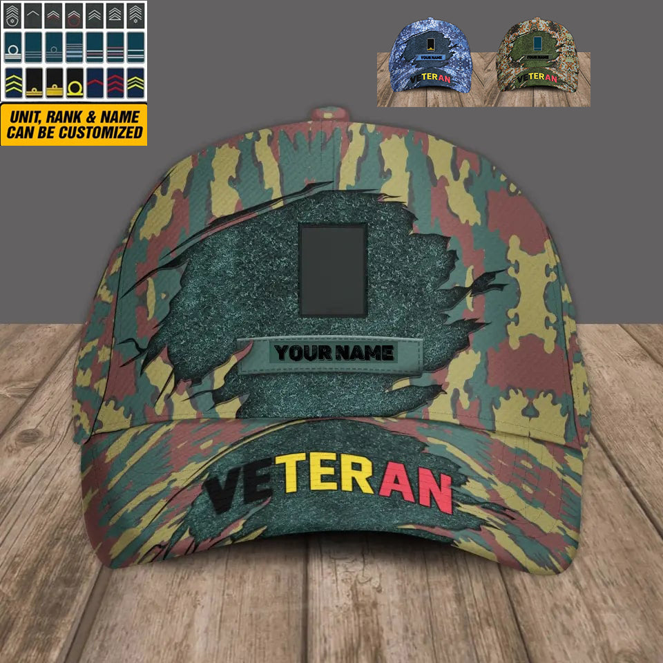Casquette de baseball camouflage personnalisée avec rang et nom pour soldat/ancien combattant belge - 1680652804 - D04