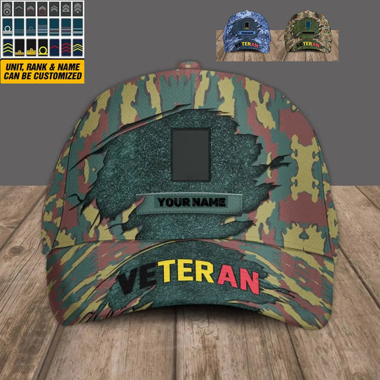 Casquette de baseball camouflage personnalisée avec rang et nom pour soldat/ancien combattant belge - 1680652804 - D04