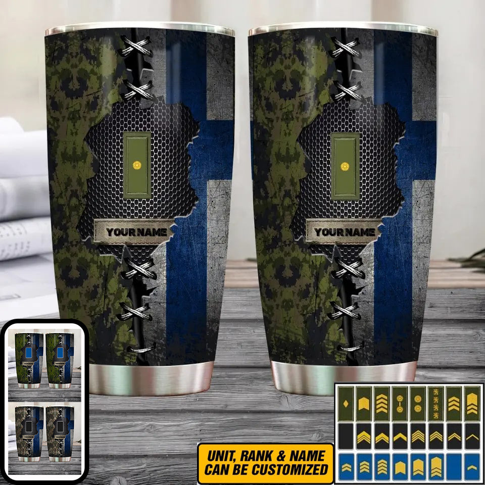 Personalized Finnish Veteran/Soldier With Rank And Name Camo Tumbler All Over Printed - 1683504002
