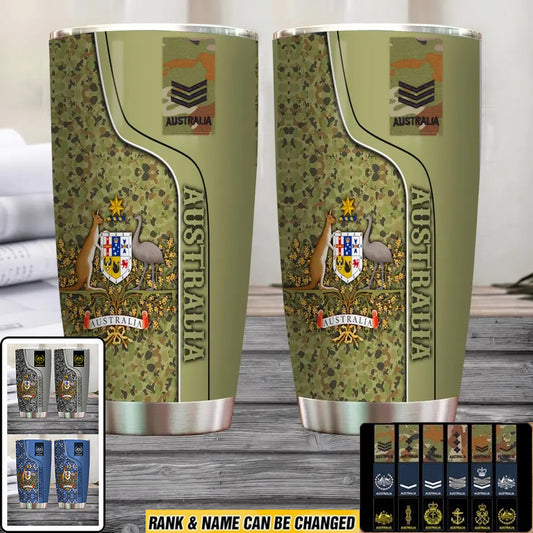 Personalized Australian Veteran/ Soldier With Rank  Camo Tumbler All Over Printed - 0302240017