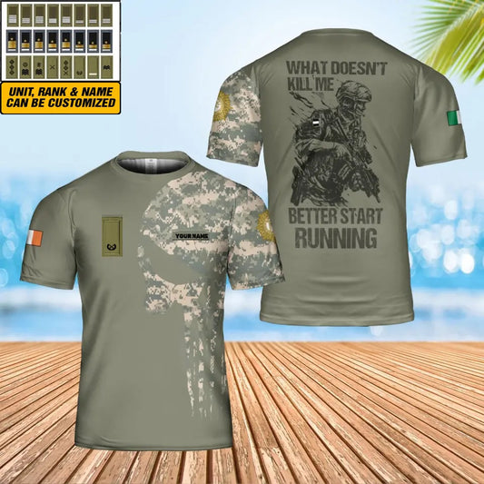 Personalized Ireland Solider/ Veteran Camo With Name And Rank T-Shirt 3D Printed - 17070912