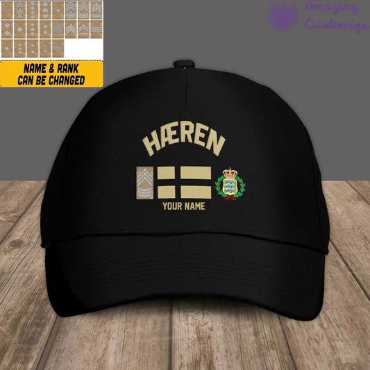 Personalized Rank And Name Denmark Soldier/Veterans Camo Baseball Cap Gold Version - 1407230001