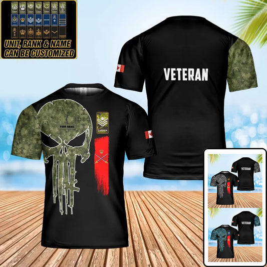 Personalized Canada Soldier/ Veteran Camo With Name And Rank T-Shirt 3D Printed - 1706745603