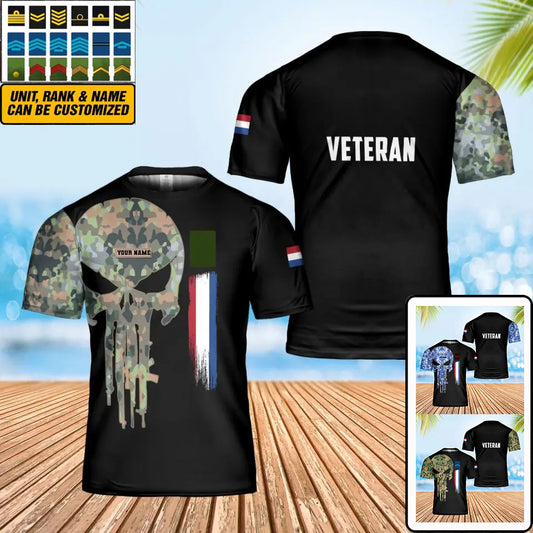 Personalized Netherland Soldier/ Veteran Camo With Name And Rank T-Shirt 3D Printed - 0402240003