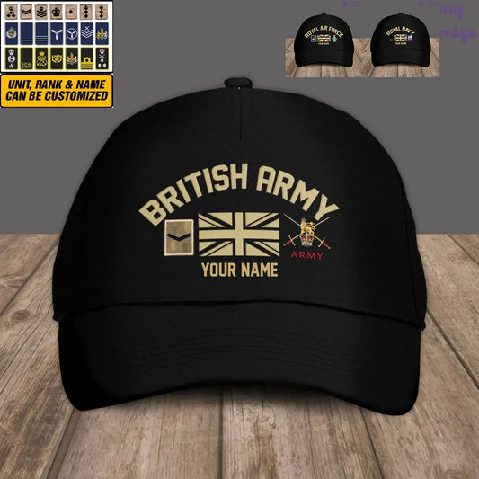 Personalized Rank And Name UK Soldier/Veterans Camo Baseball Cap Gold Version - 1407230001