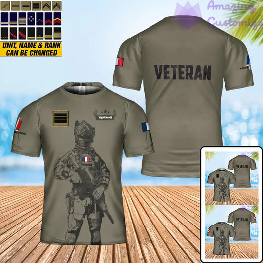 Personalized France Solider/ Veteran Camo With Name And Rank T-Shirt 3D Printed - 17068320