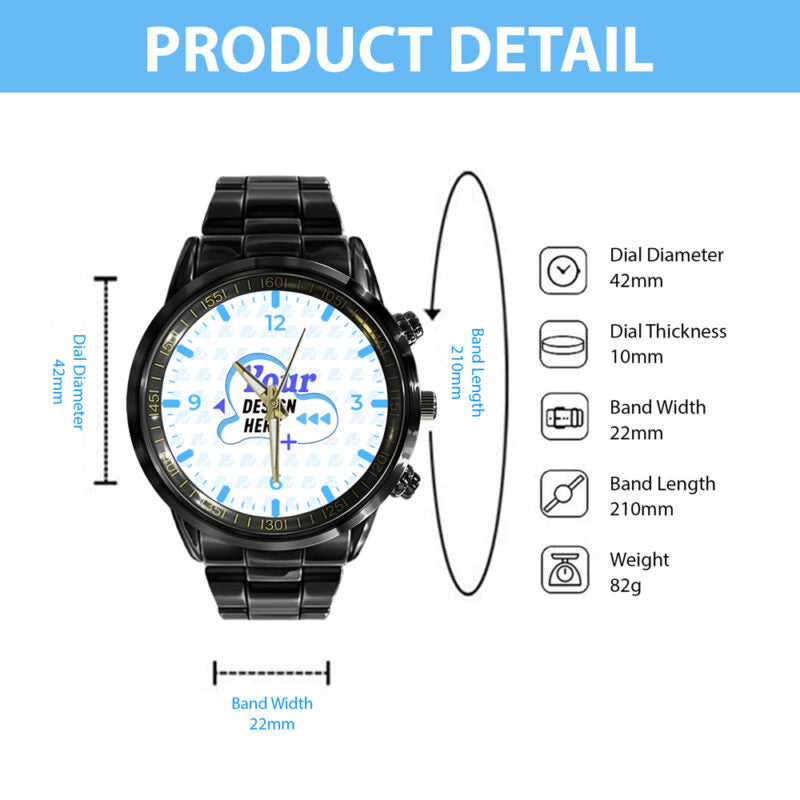 Personalized Australian Soldier/ Veteran With Name And Rank Black Stainless Steel Watch - 17096832 - Gold Version
