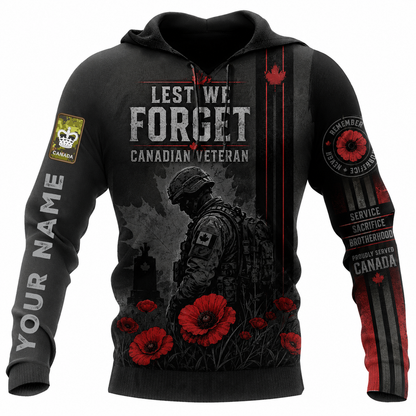 Personalized Canada Soldier/Veteran with Name & Rank Hoodie All Over Printed - TH1779235204
