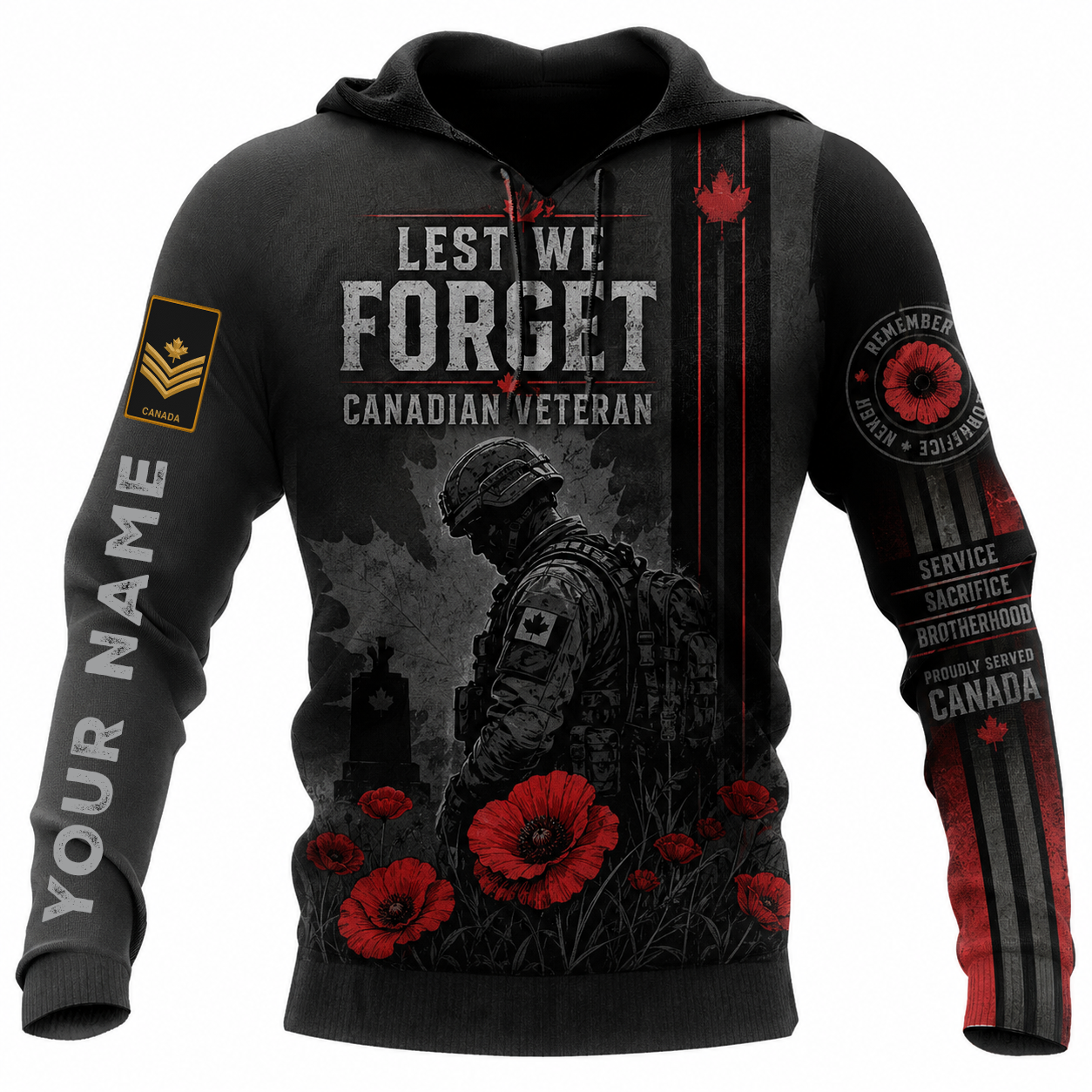 Personalized Canada Soldier/Veteran with Name & Rank Hoodie All Over Printed - TH1779235204