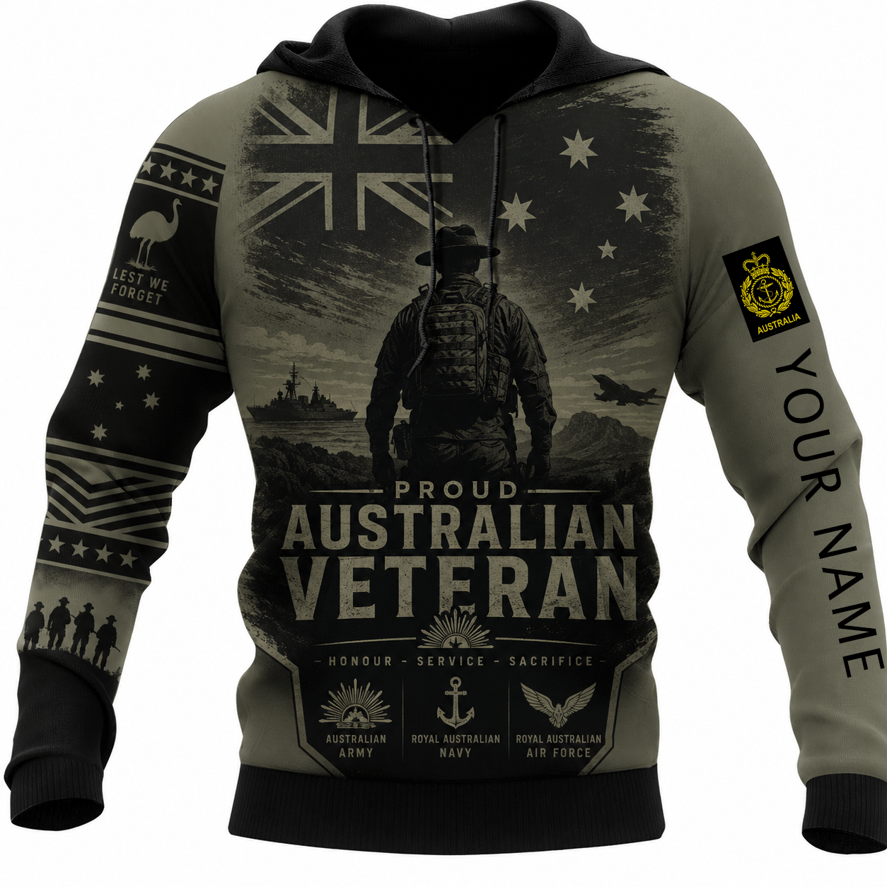Personalized Australia Soldier/Veteran with Name & Rank Hoodie All Over Printed - TH1779235204