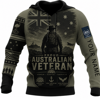 Personalized Australia Soldier/Veteran with Name & Rank Hoodie All Over Printed - TH1779235204