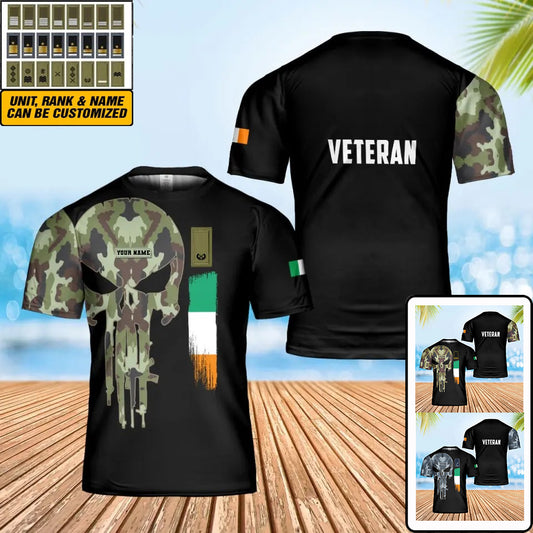 Personalized Ireland Soldier/ Veteran Camo With Name And Rank T-Shirt 3D Printed - 1707091201