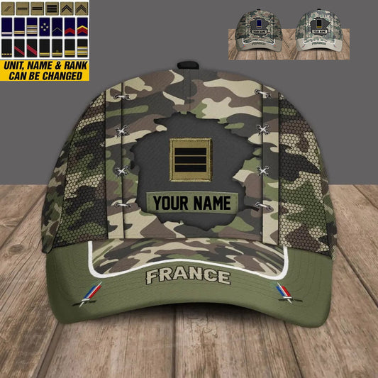 Personalized Rank And Name France Soldier/Veterans Camo Baseball Cap - 3108230001
