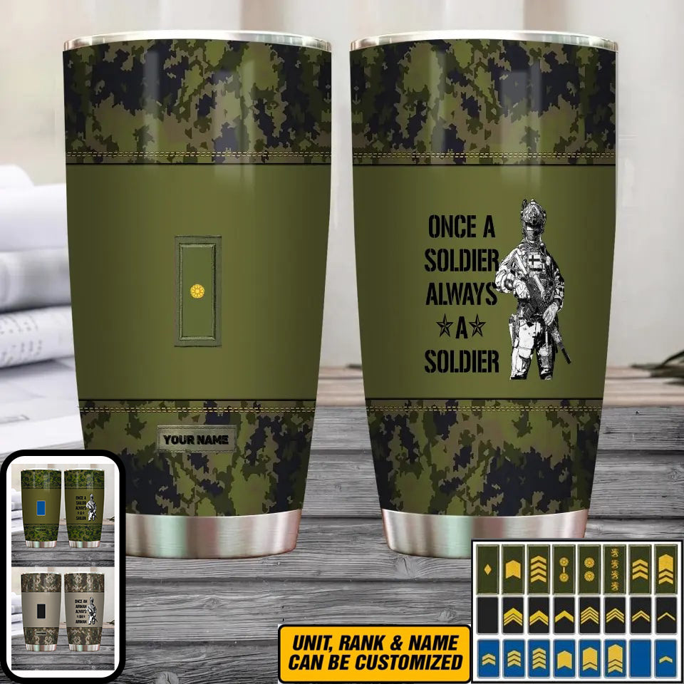 Personalized Finnish Veteran/Soldier With Rank And Name Camo Tumbler All Over Printed - 0805230004