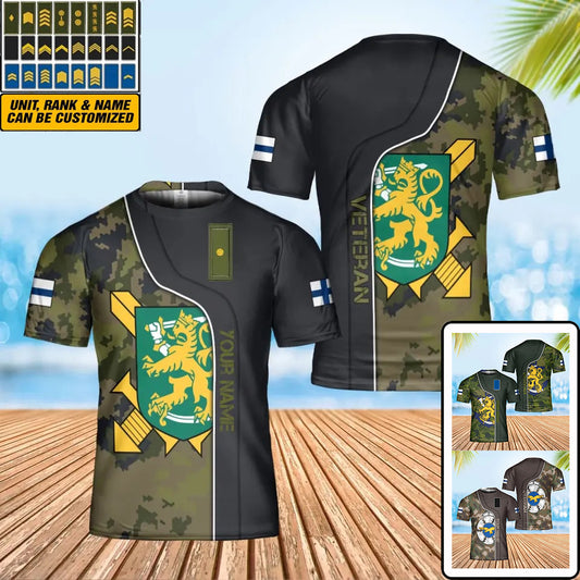 Personalized Finland Soldier/ Veteran Camo With Name And Rank T-Shirt 3D Printed - 0402240002