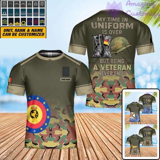 Personalized Belgium Soldier/ Veteran Camo With Name And Rank T-Shirt 3D Printed - 0202240002