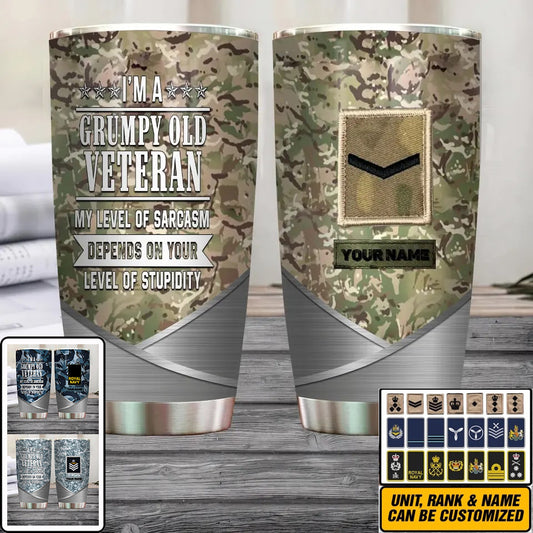 Personalized United Kingdom Veteran/ Soldier With Rank  Camo Tumbler All Over Printed - 0202240012
