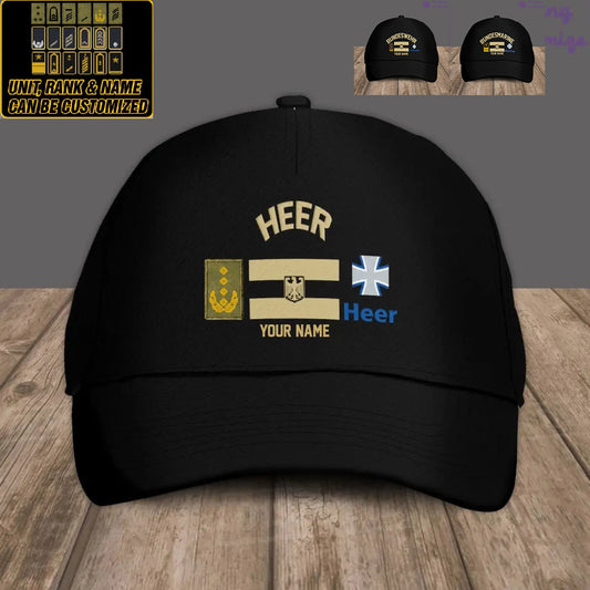 Personalized Rank And Name Germany Soldier/Veterans Camo Baseball Cap Gold Version - 16892928
