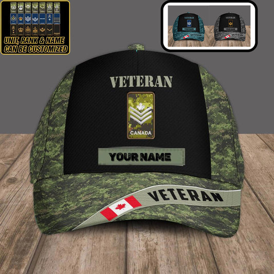 Personalized Rank And Name Canadian Soldier/Veterans Camo Baseball Cap - 2901230003