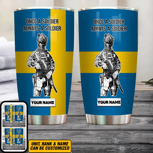 Personalized Swedish Veteran/Soldier With Name Camo Tumbler All Over Printed - 0805230002