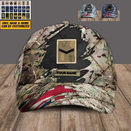 Personalized Rank And Name United Kingdom Soldier/Veterans Camo Baseball Cap - 1805230003