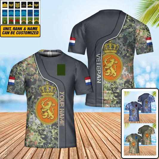 Personalized Netherland Soldier/ Veteran Camo With Name And Rank T-Shirt 3D Printed - 0402240002