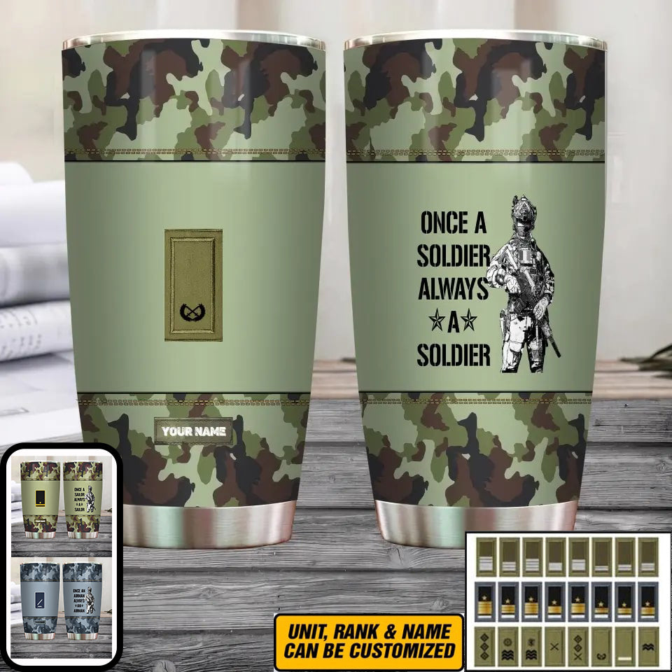 Personalized Irish Veteran/Soldier With Rank And Name Camo Tumbler All Over Printed - 1683504003