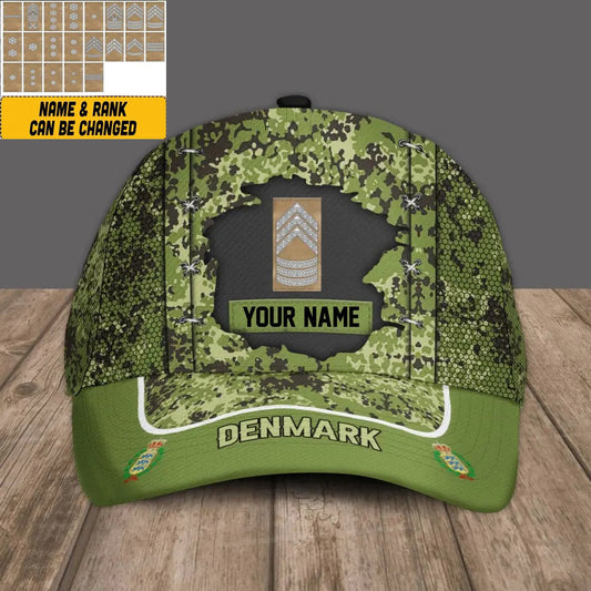 Personalized Rank And Name Denmark Soldier/Veterans Camo Baseball Cap - 3108230001