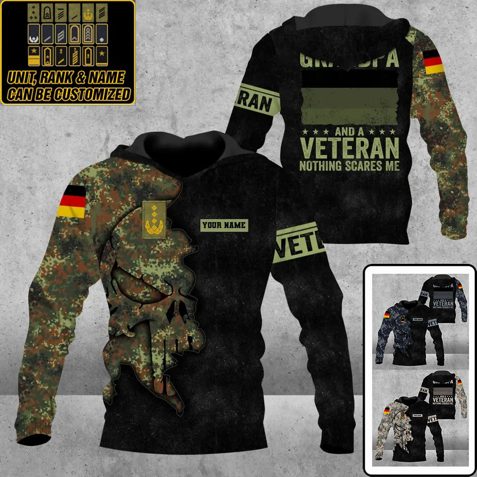 Personalized Germany Soldier/ Veteran Camo With Name And Rank Hoodie 3D Printed - 1608230001