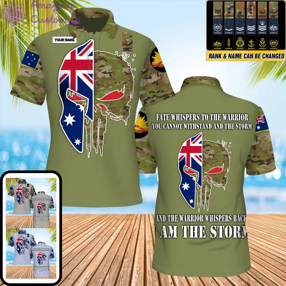 Personalized Australia Soldier/ Veteran Camo With Name And Rank POLO 3D Printed - 0206230001-D04