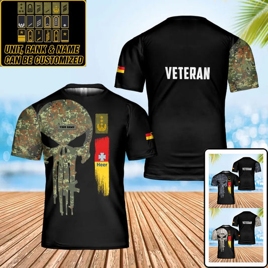 Personalisiertes T-Shirt mit Camouflage-Muster für deutsche Soldaten/Veteranen mit Namen und Rang, 3D-Druck – 0402240003