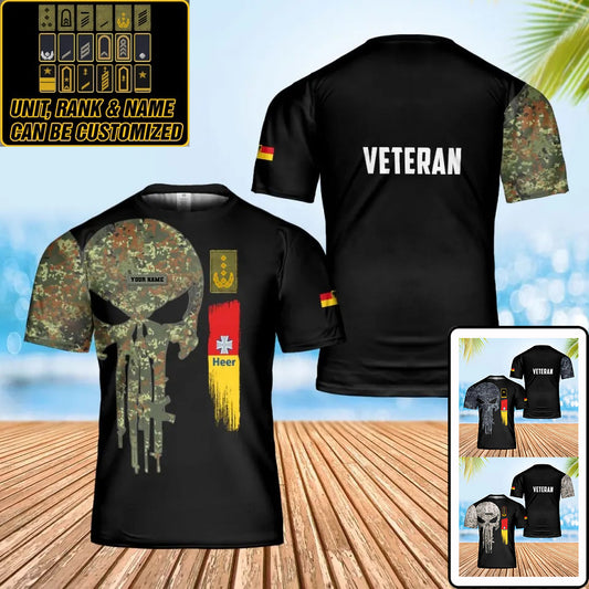 Personalized Germany Soldier/ Veteran Camo With Name And Rank T-Shirt 3D Printed - 0402240003