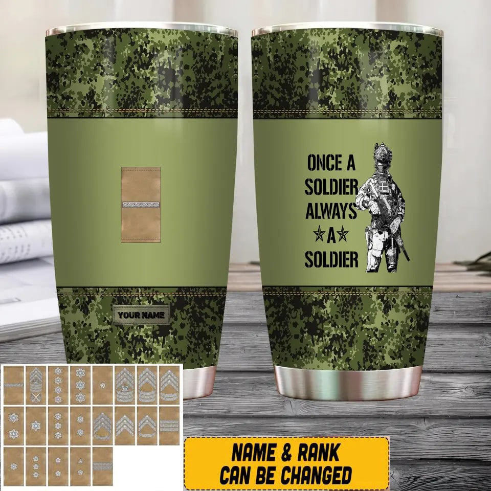 Personalized Danish Veteran/Soldier With Rank And Name Camo Tumbler All Over Printed - 0805230004