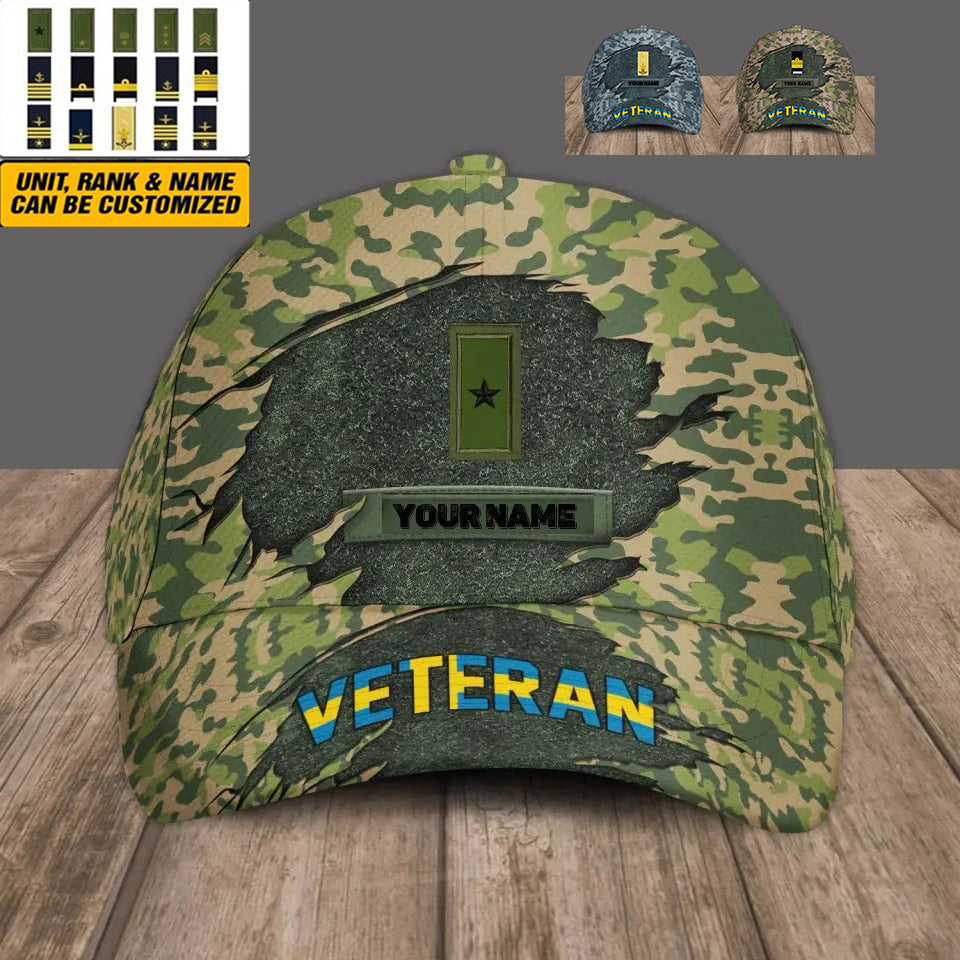 Personalized Rank And Name Sweden Soldier/Veterans Camo Baseball Cap - 1305230001 - D04