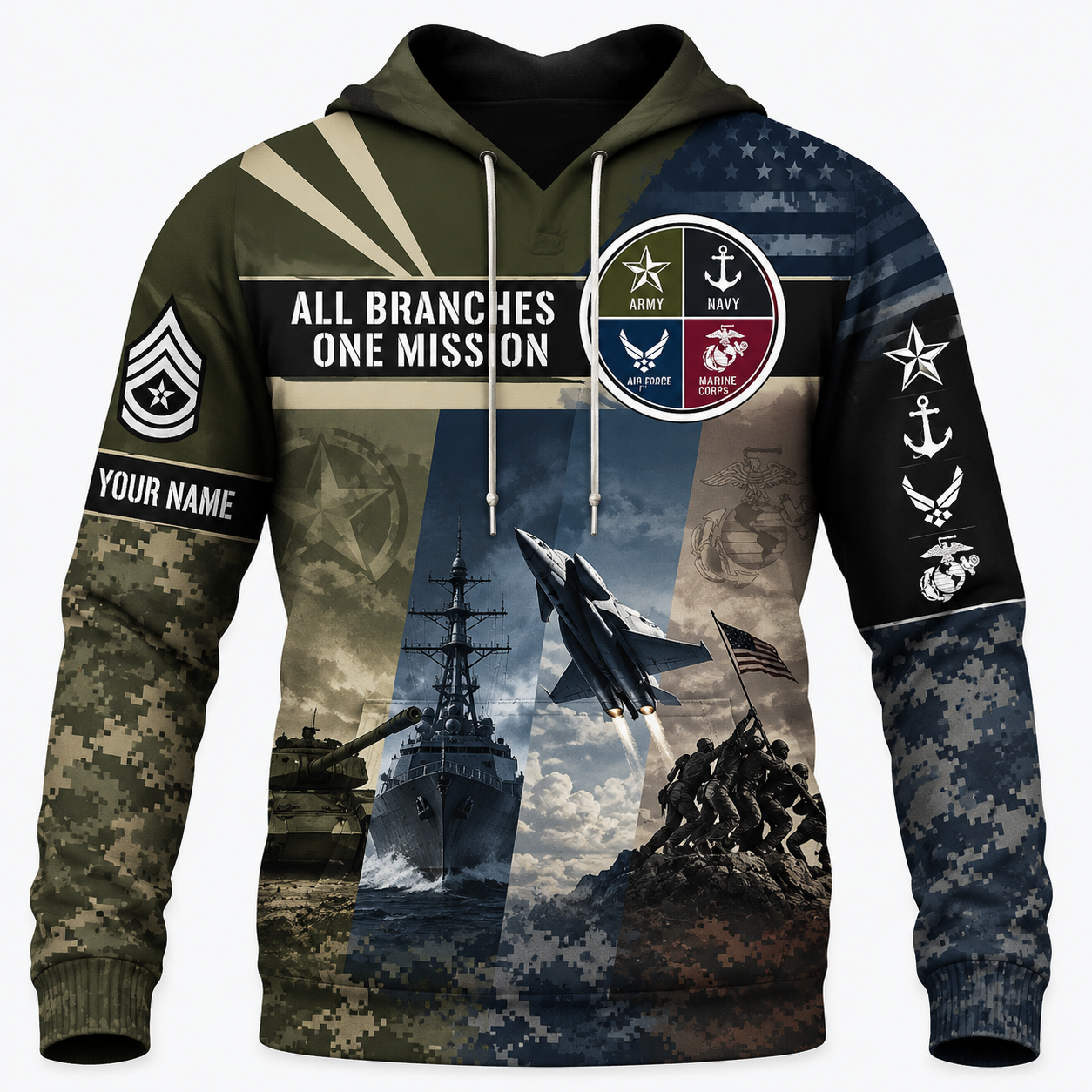 U.S. Marine Corps - Personalized Veteran Pullover with Custom Name & Service Branch - 1778630412