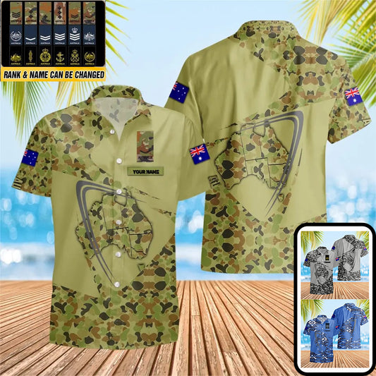 Personalized Australian Solider/ Veteran Camo With Name And Rank Hawaii Shirt 3D Printed - 0604230005