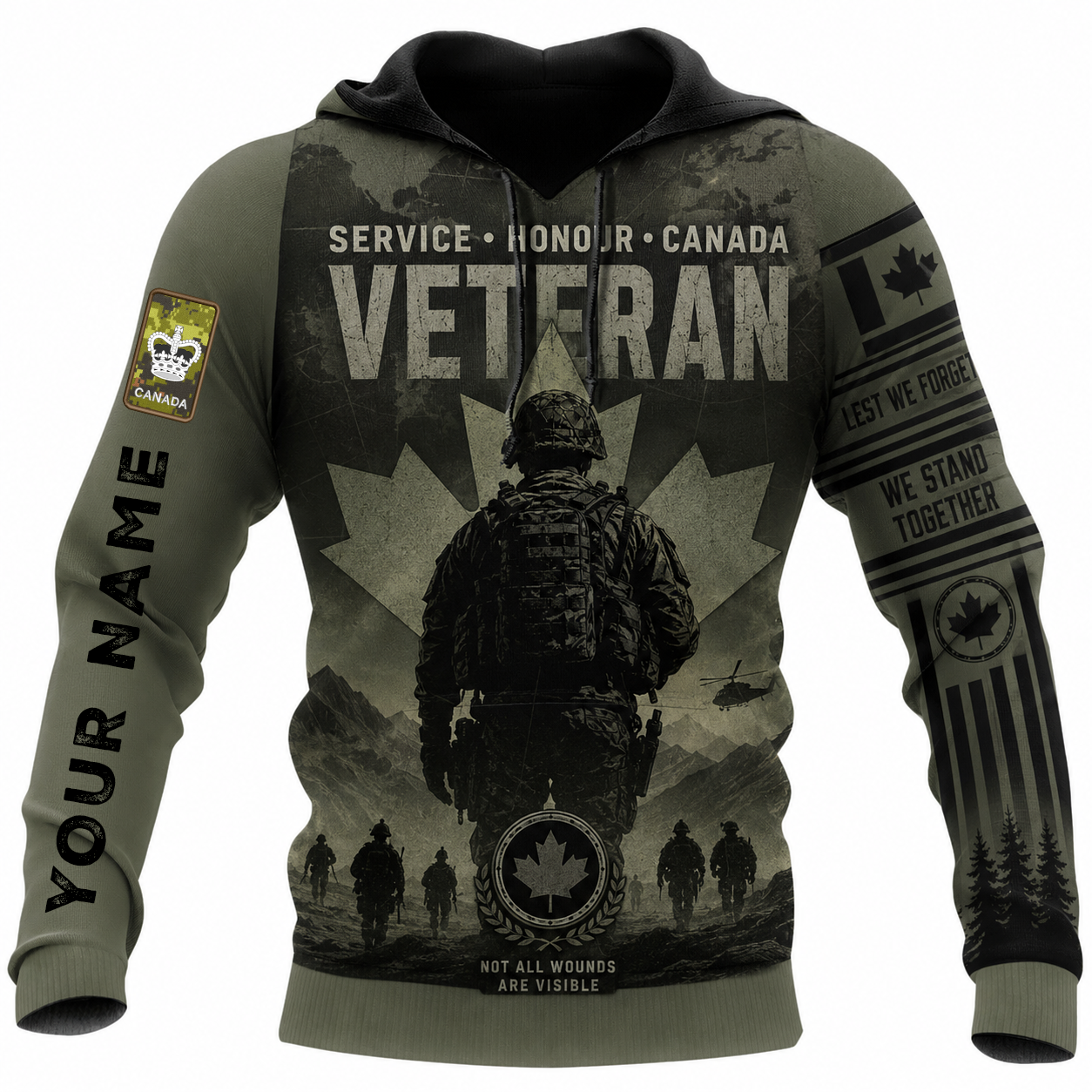 Personalized Canada Soldier/Veteran with Name & Rank Hoodie All Over Printed - TH1779235205