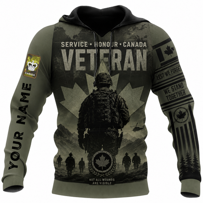 Personalized Canada Soldier/Veteran with Name & Rank Hoodie All Over Printed - TH1779235205