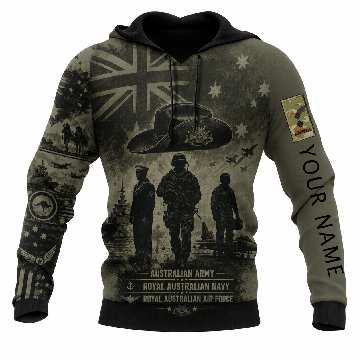 Personalized Australia Soldier/Veteran with Name & Rank Hoodie All Over Printed - TH1779235205