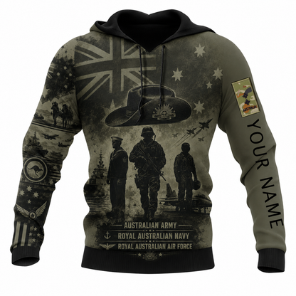 Personalized Australia Soldier/Veteran with Name & Rank Hoodie All Over Printed - TH1779235205