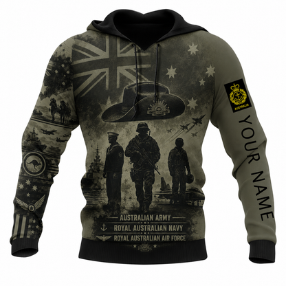 Personalized Australia Soldier/Veteran with Name & Rank Hoodie All Over Printed - TH1779235205