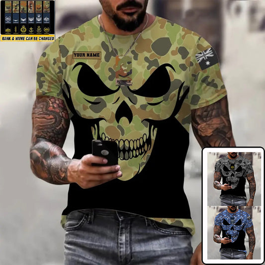 Personalized Australia Soldier/ Veteran Camo With Name And Rank T-shirt 3D Printed - 0811230011