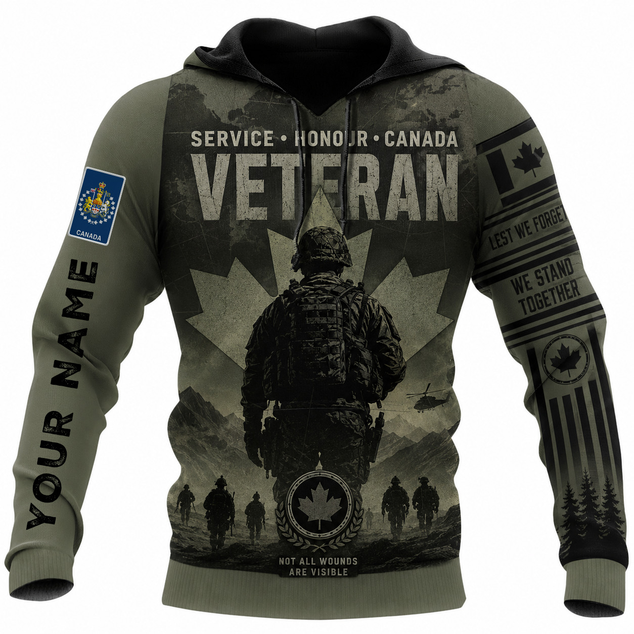 Personalized Canada Soldier/Veteran with Name & Rank Hoodie All Over Printed - TH1779235205